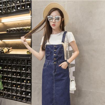 ĐẦM JEAN YẾM 2 DÂY CÀI NÚT TRƯỚC - NY806